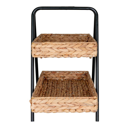 Dienblad waterhyacint metaal 42x23x43,5 cm naturel zwart