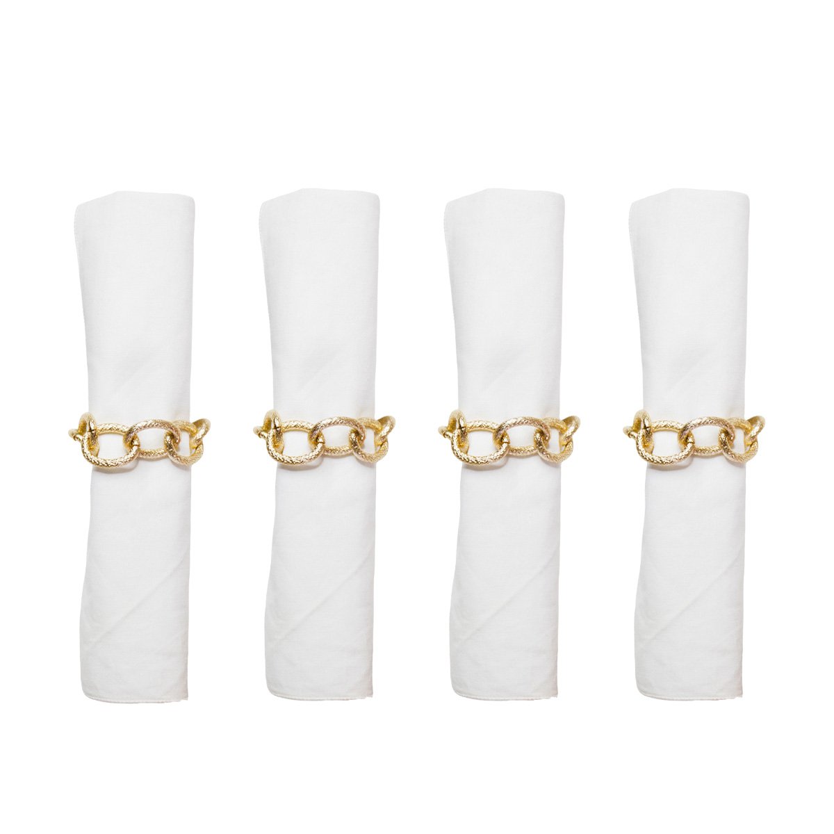 Lot of 4 round gold-plated chain towels
