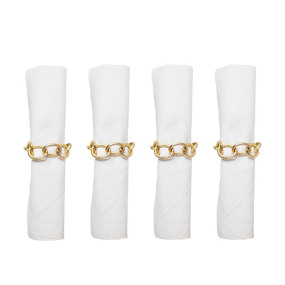 Lot of 4 round gold-plated chain towels