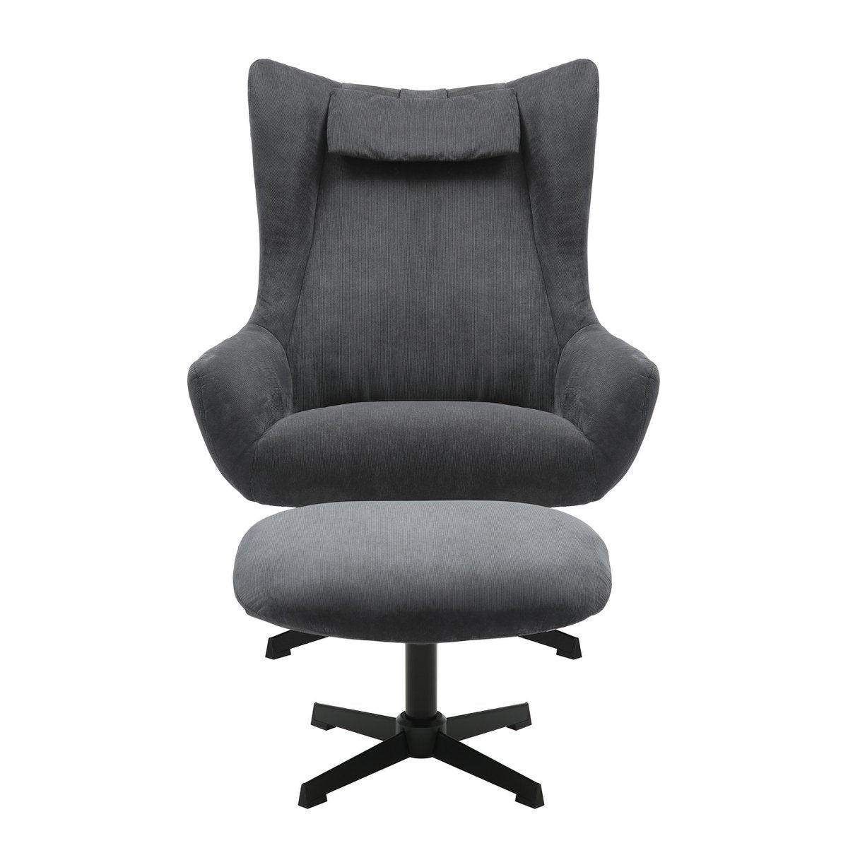 Fauteuil met kruk koordoptiek grijs