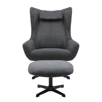 Fauteuil met kruk koordoptiek grijs
