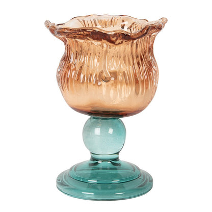 Waxinelichthouder Ø 10x14 cm Oranje Glas