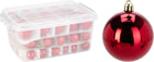 Christmas Bauble Set Red - 70 Pieces - Plastic - Storage Box