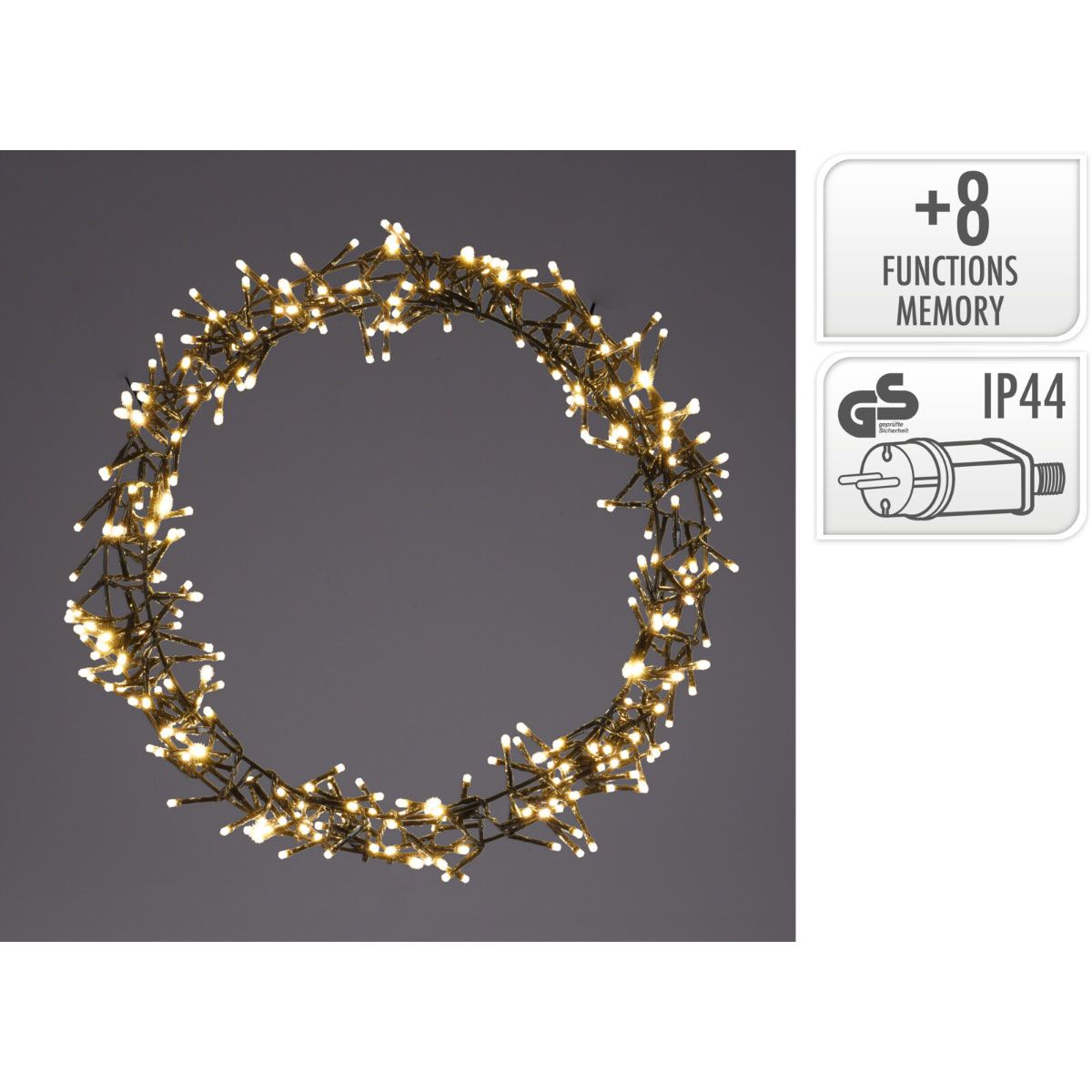 Ceruzo Kerstring Met Verlichting - 400 Led - Ø48 Cm - Warm Wit - 8 Lichtfuncties - Voor Binnen En Buiten