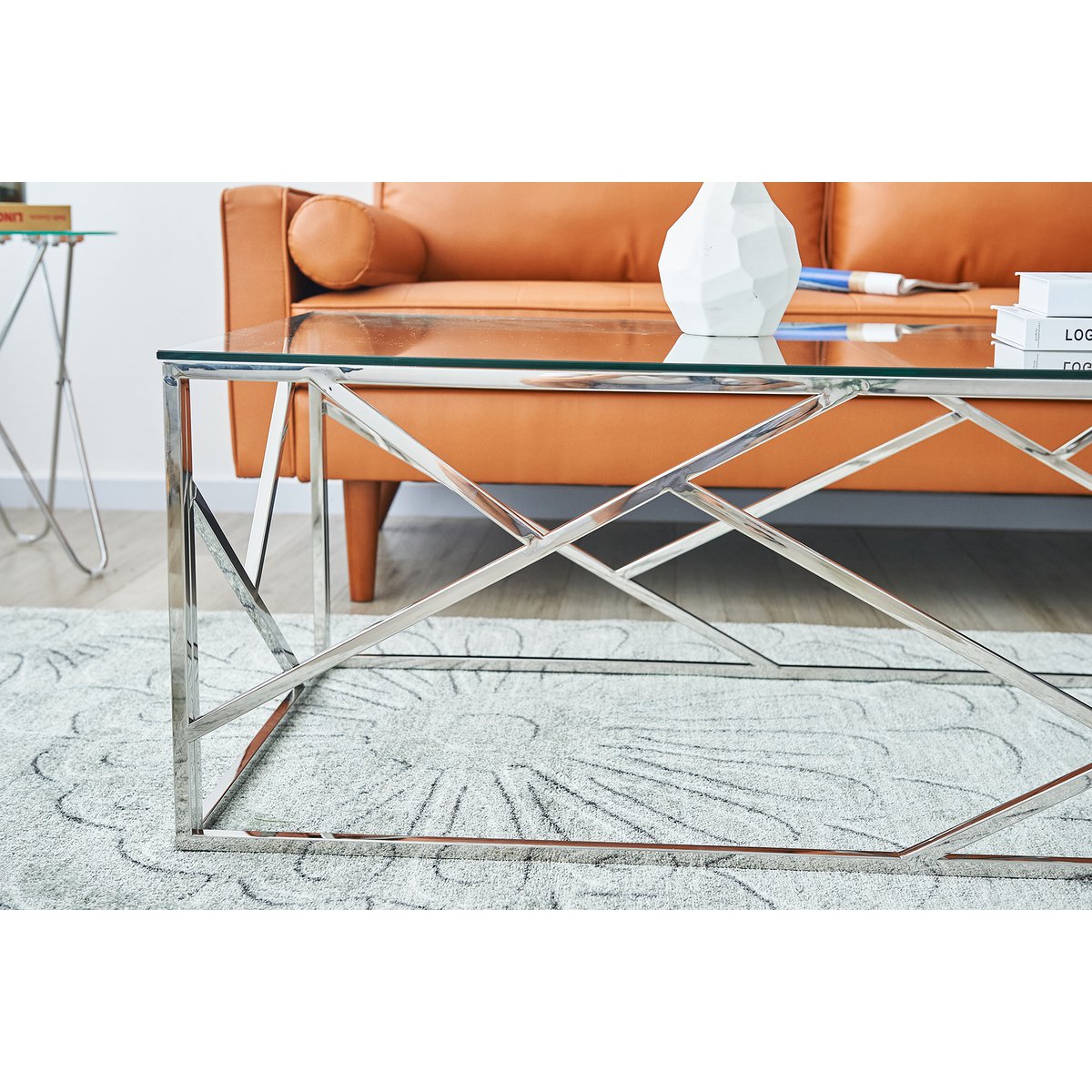 Salontafel 120x60 cm glas zilver