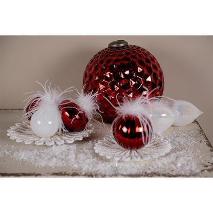 Decorative Bowl Ø 20x1 cm white Gold-colored polyresin branches