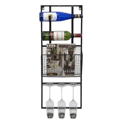 Wine Rack 32x12x82 cm Black Metal Wall Rack