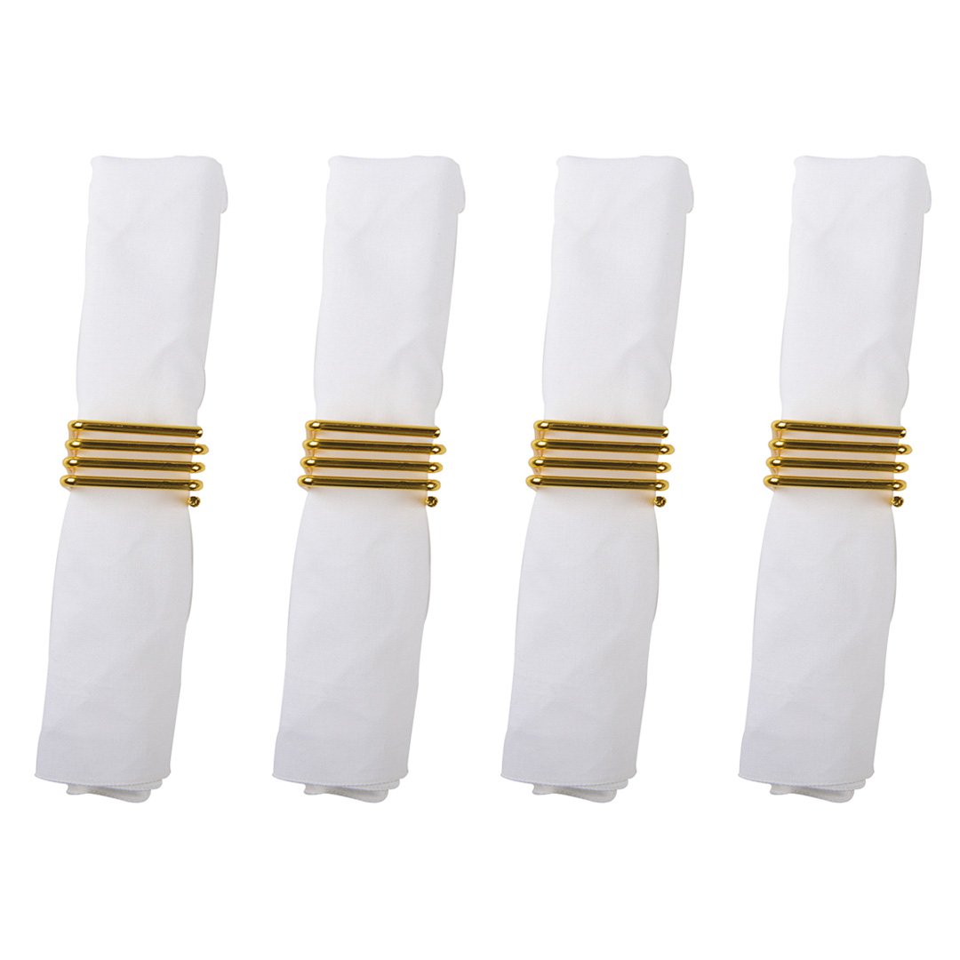 Servethouder goud metaal 4.7x4.7x1.9 cm set van 4