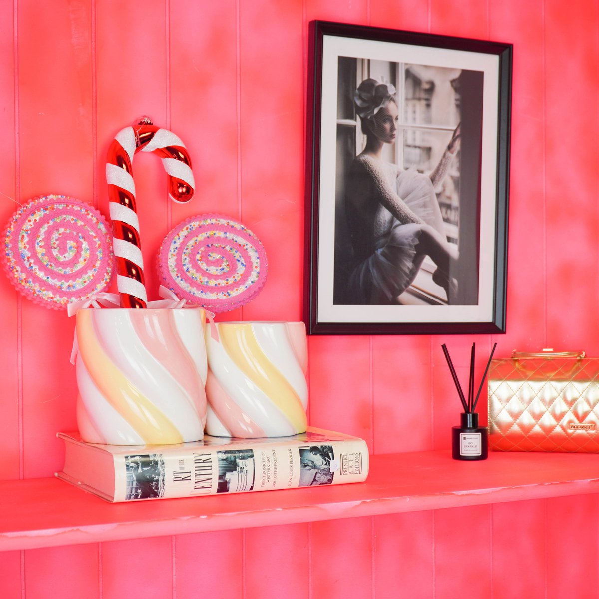 Bloempot Marshmellow roze geel 15,5x15,5x16cm