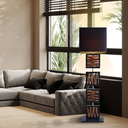 Vloerlamp drijfhout naturel zwart 163 cm
