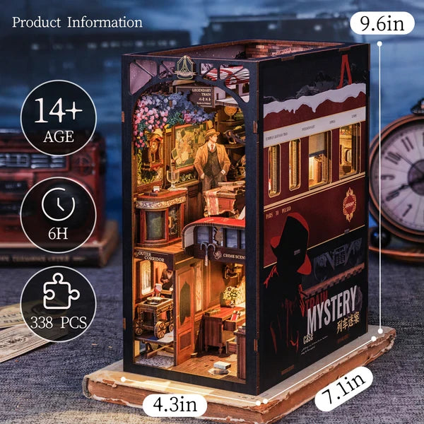 Cutebee, DIY Book Nook, Train Mystery Case, BN01B, 18x11x23cm