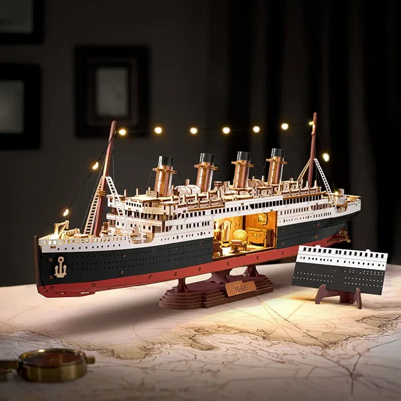 Robotime, 3D Houten Puzzel, 1912 Eternal Atlantic Voyager, TGL02, 49,5x8,5,3x18,4cm