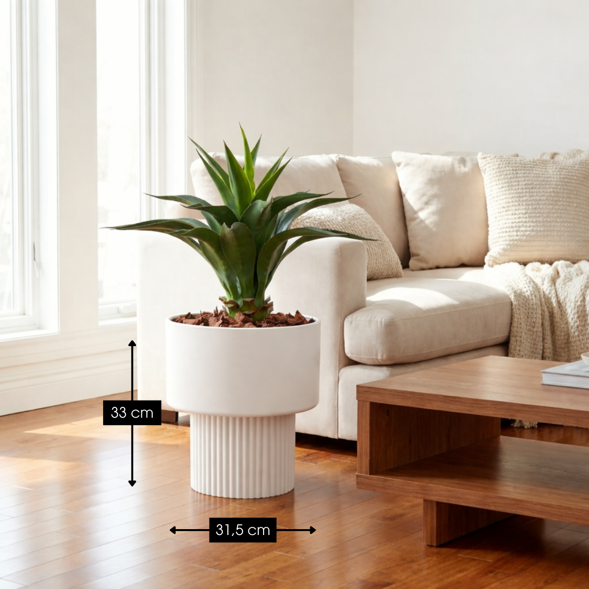 Bloempot 33x31.5 cm off-white ijzer