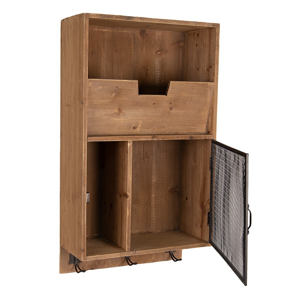 Wandrek 71 cm hout metaal bruin zwart
