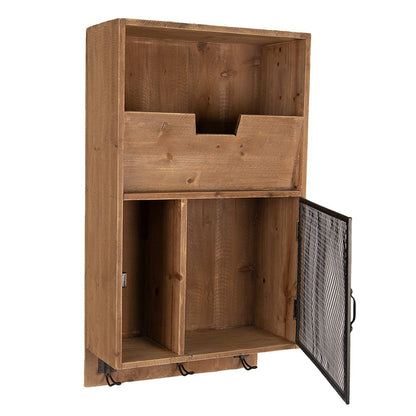 Wandrek 71 cm hout metaal bruin zwart