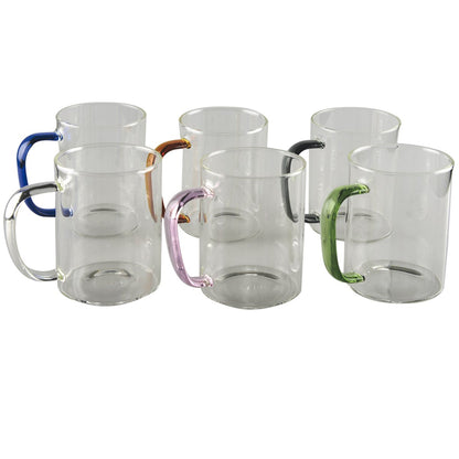 Mokken 420 ml set van 6 multicolor glas