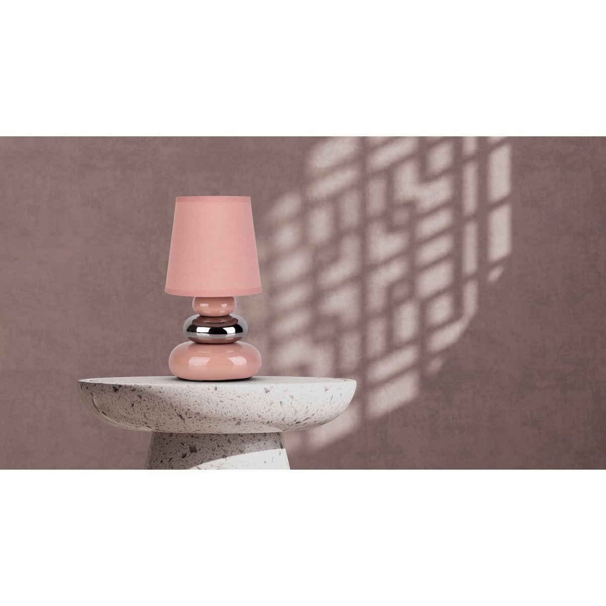 Ceramic Table Lamp "Stoney" Pink - Classical - Table Lamp - - Rose/Salmon - E14 - No information