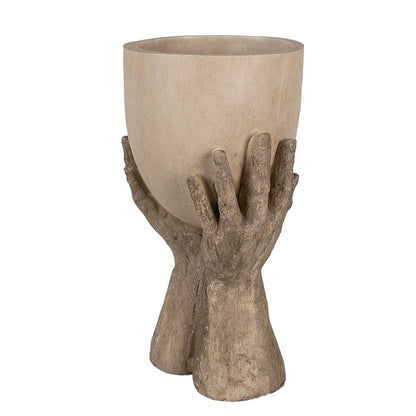 Bloempot handen 37 cm beige polyresin