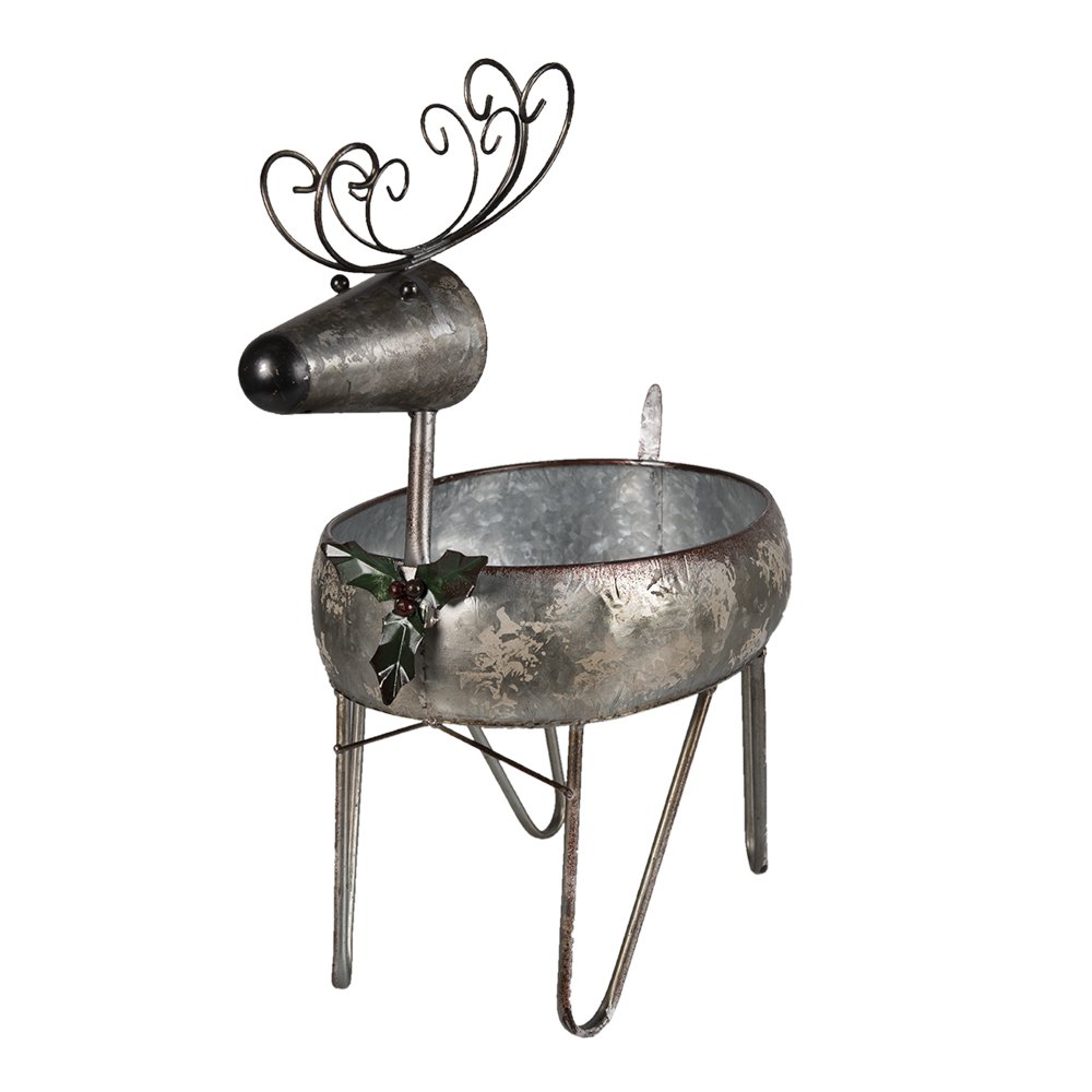 Bloempot rendier 35x28x54 cm grijs bruin metaal