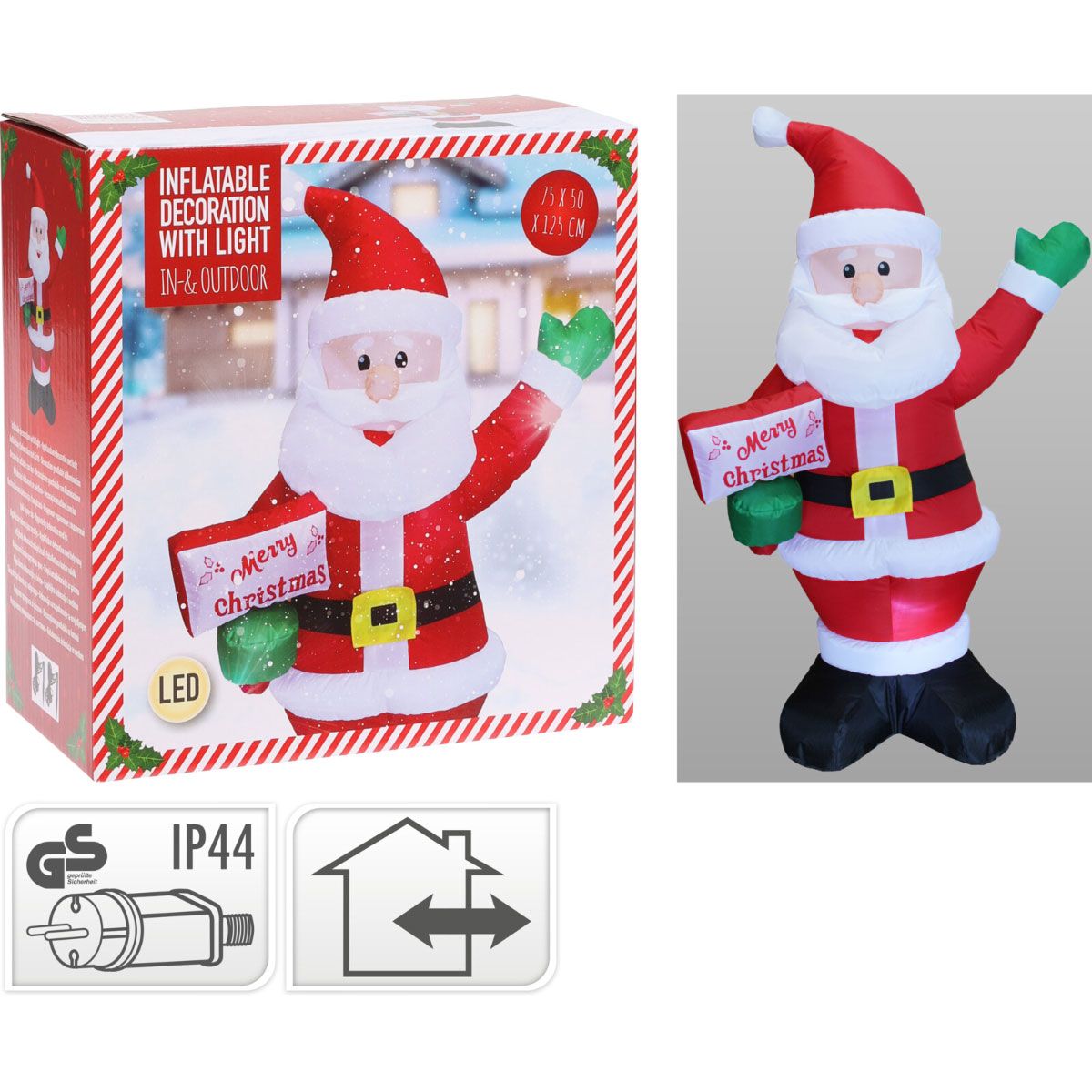 Opblaasbare Kerstman 125Cm - Met Verlichting