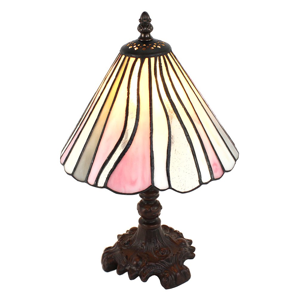 Tiffany Tafellamp Ø 20x34 cm Roze Beige Glas Tiffany Bureaulamp