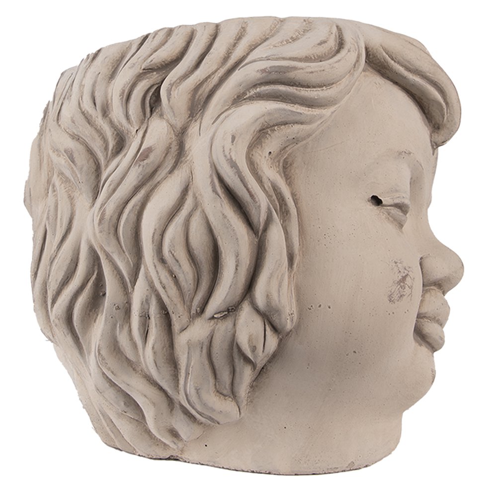 Bloempot Hoofd 23x26x22 cm Beige Grijs Steen Bloempot Binnen