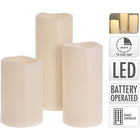 LED Candles - Suitable For Outdoor Use - With Timer - Set Of 3