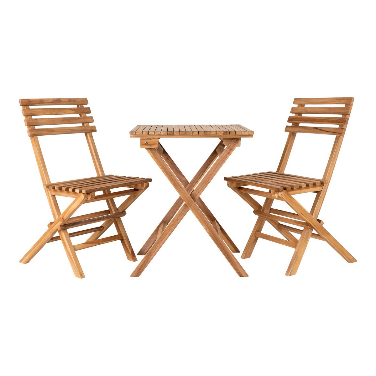 Caféset teakhout naturel 2 stoelen tafel