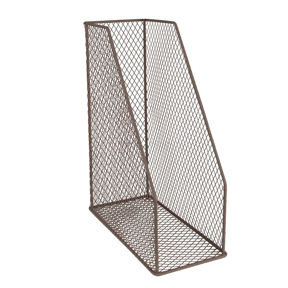 Tijdschriftenhouder 23x11x30 cm bruin metaal