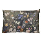 Sierkussen 60x40 cm groen wit polyester bloemen