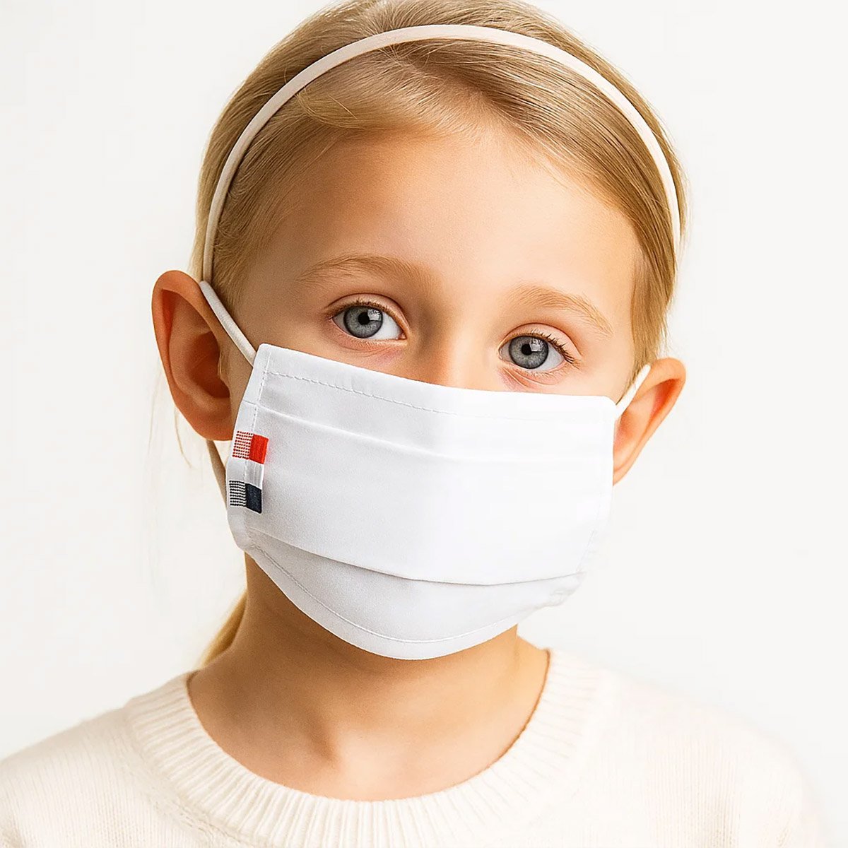 Kindermasker 0-6 jaar wit katoen perkal