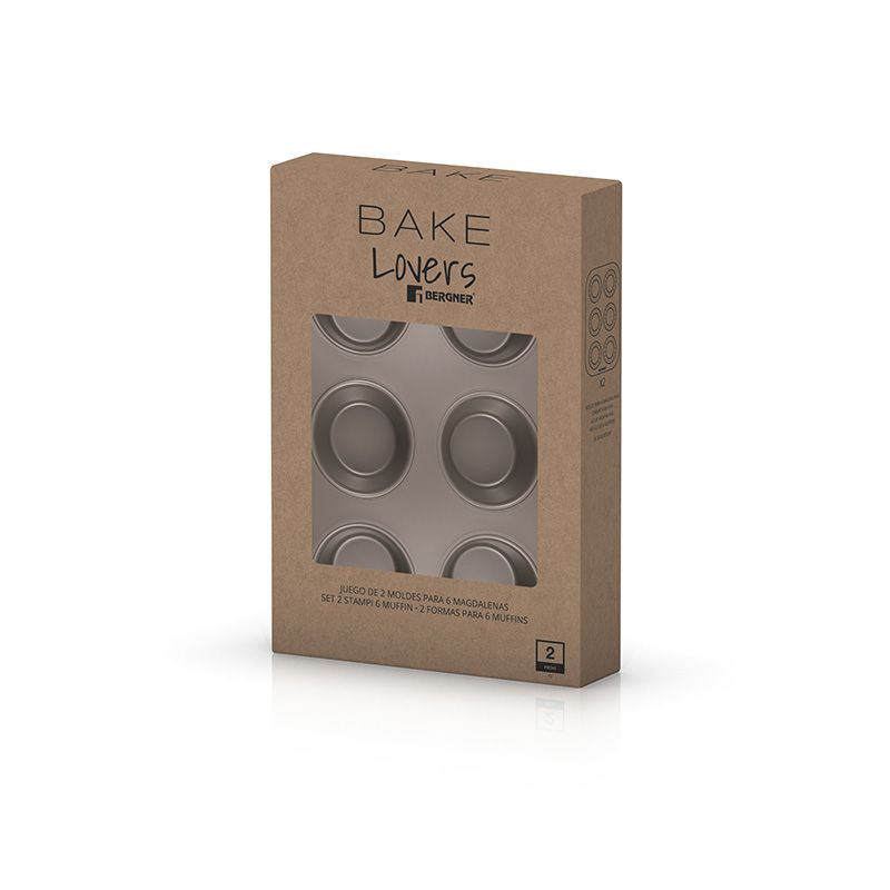 Bergner Muffinbakvorm - 2 Stuks Met 6 Cupcakevormpjes - Voor 12 Muffins - Lovers