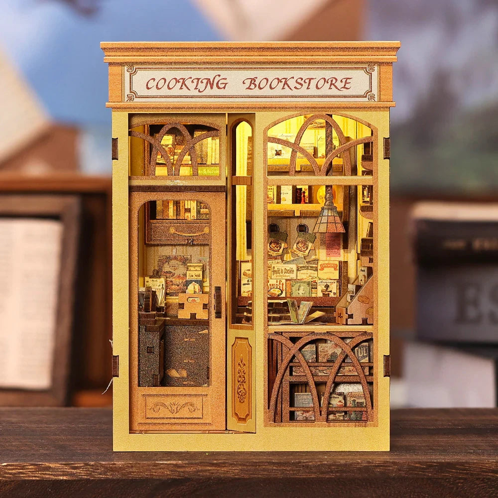 Booknook bouwpakket berkenhout 12,5x10x17 cm geel