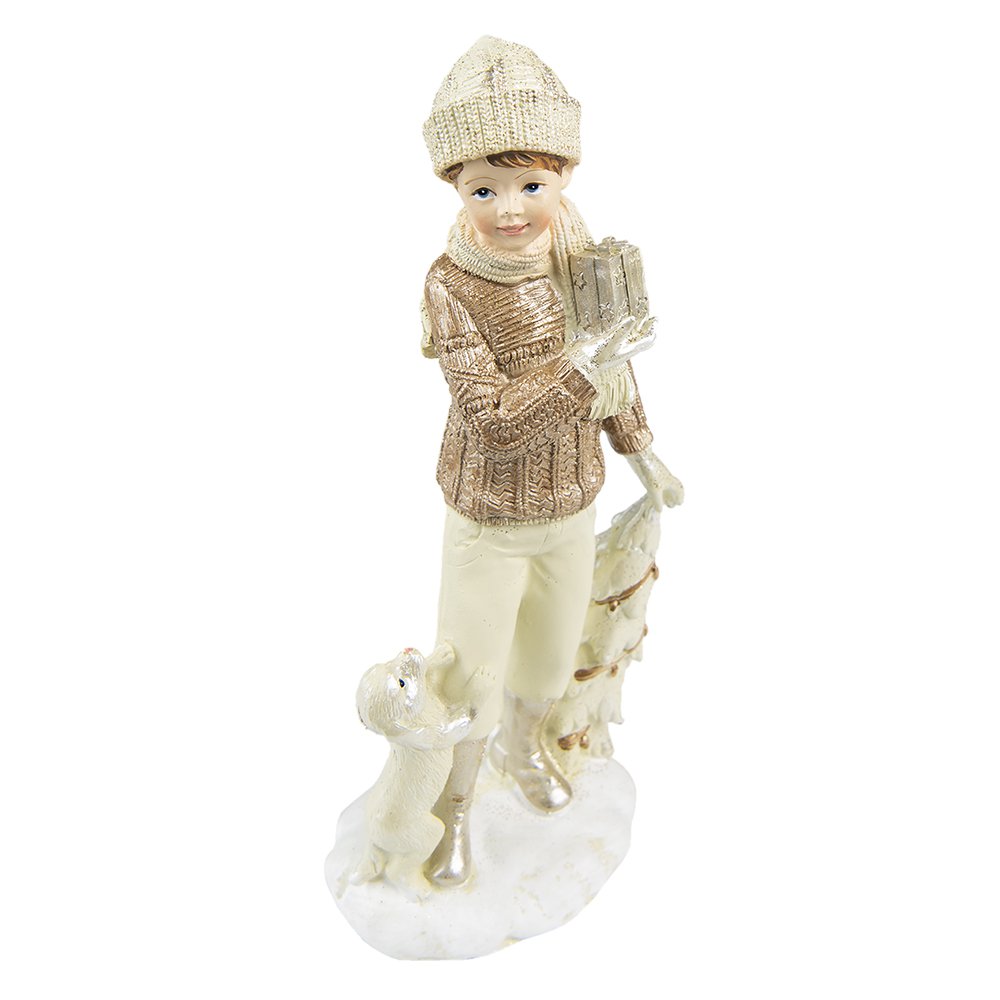 Beeld set 2 kinderen 22 cm beige polyresin