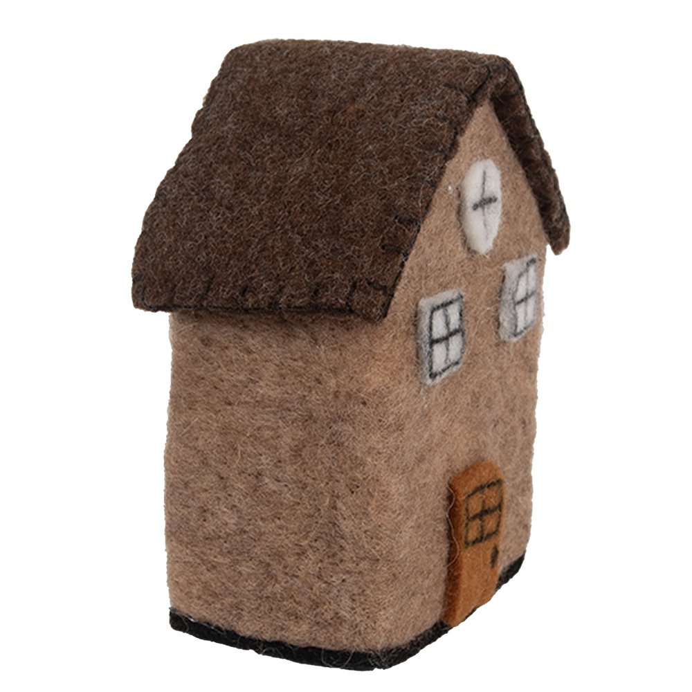 Decoration Figurine House 12x7x14 cm Brown Felt