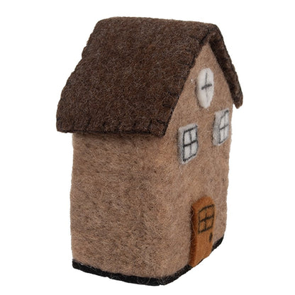 Decoration Figurine House 12x7x14 cm Brown Felt