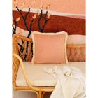 Soft velvet cushion "Apricot" with fringes