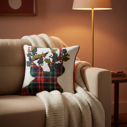 Kussenhoes 45x45 cm katoen linnen beige rood