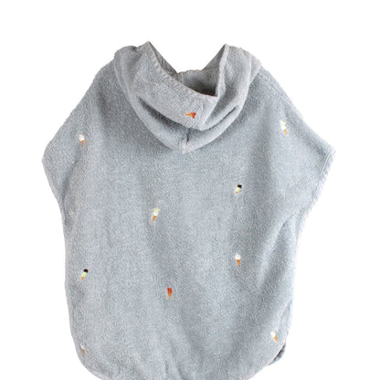 Strandponcho biologisch katoen parelblauw