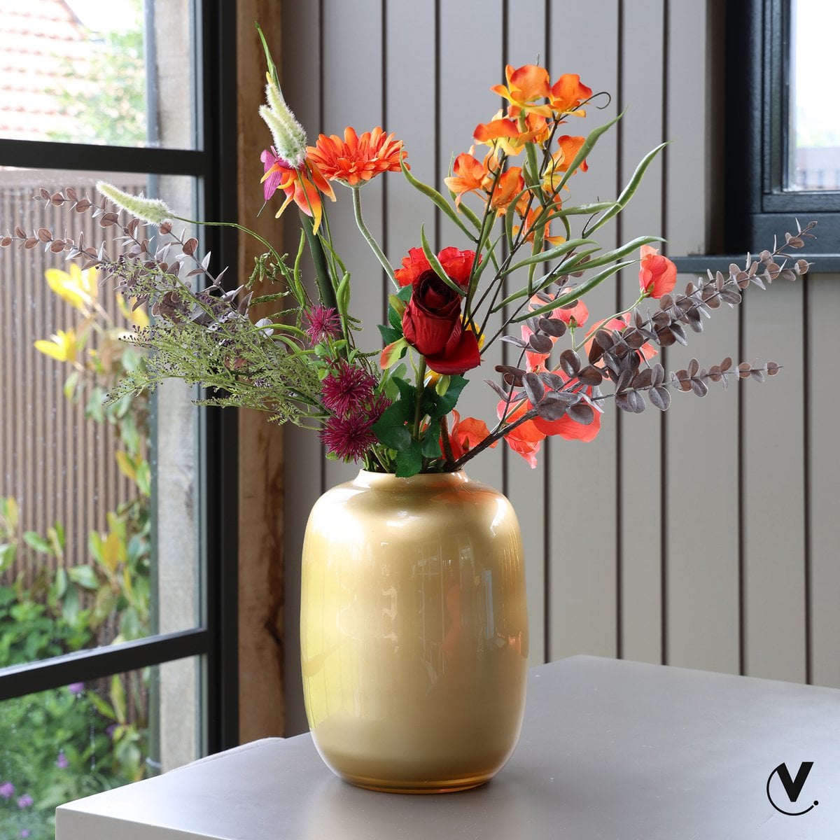 Vaas glas goud Ø25 x H35 cm