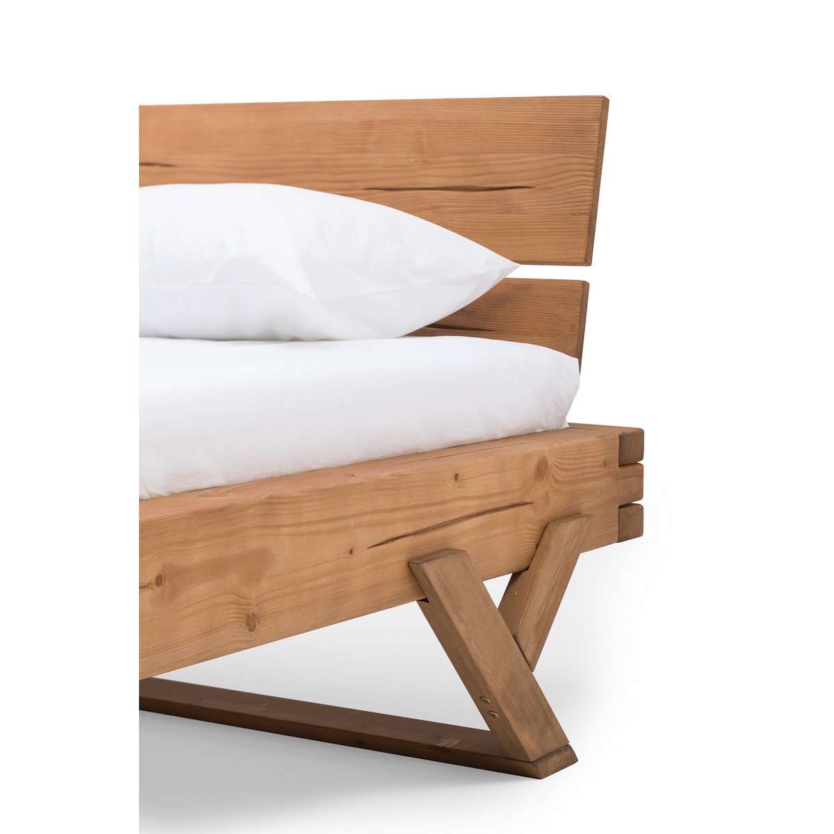 Balkenbed massief hout 140 x 200 cm geolied
