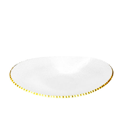Salad bowl with gold rim oval glass 29.5x19x6cm