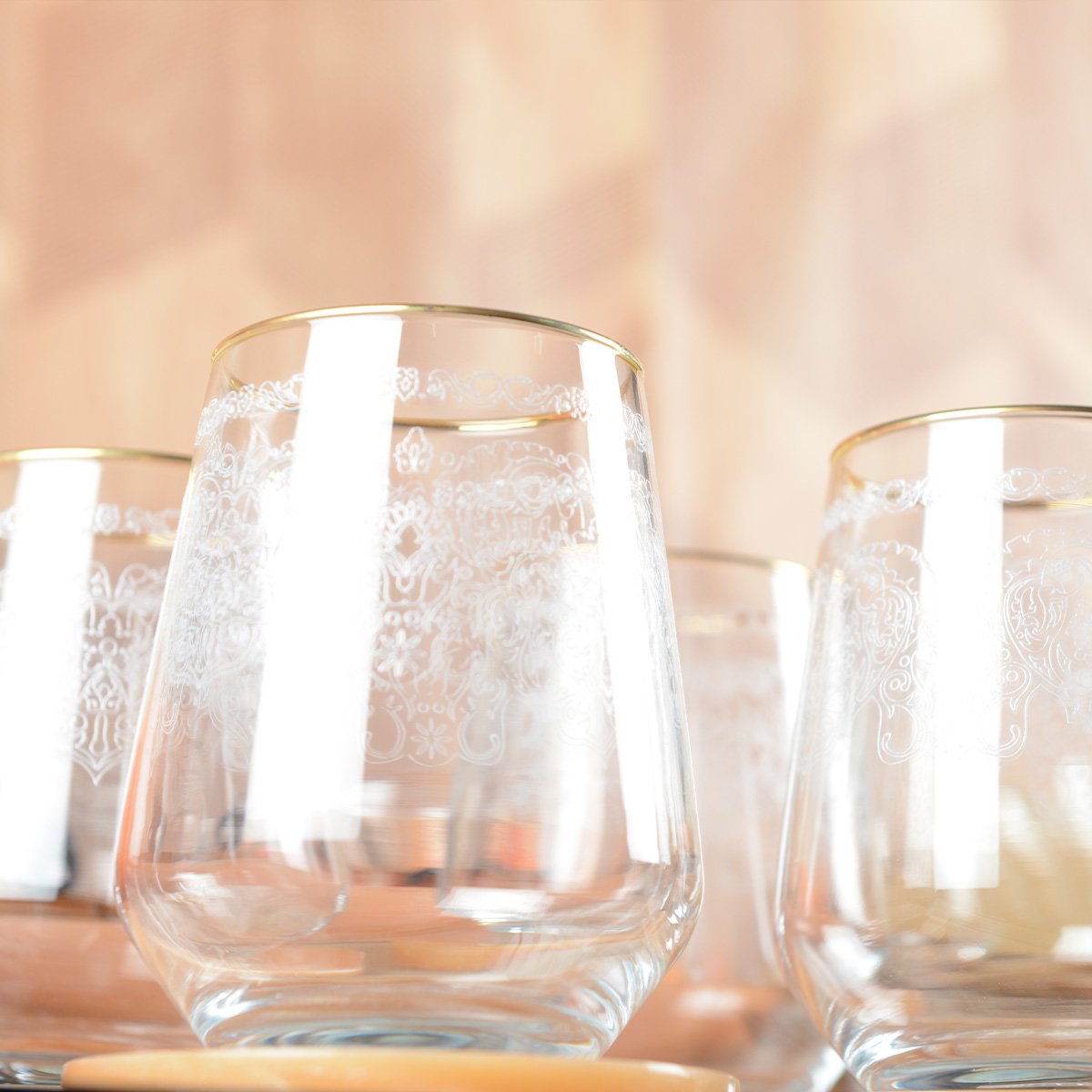 Waterglazen Arabisch 6 stuks transparant goud