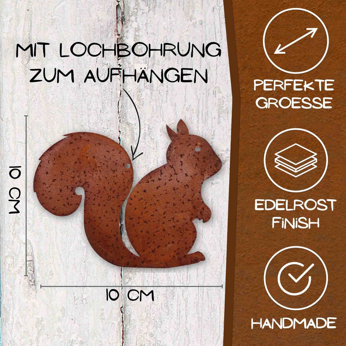 Metalen eekhoorn decoratie roestlook