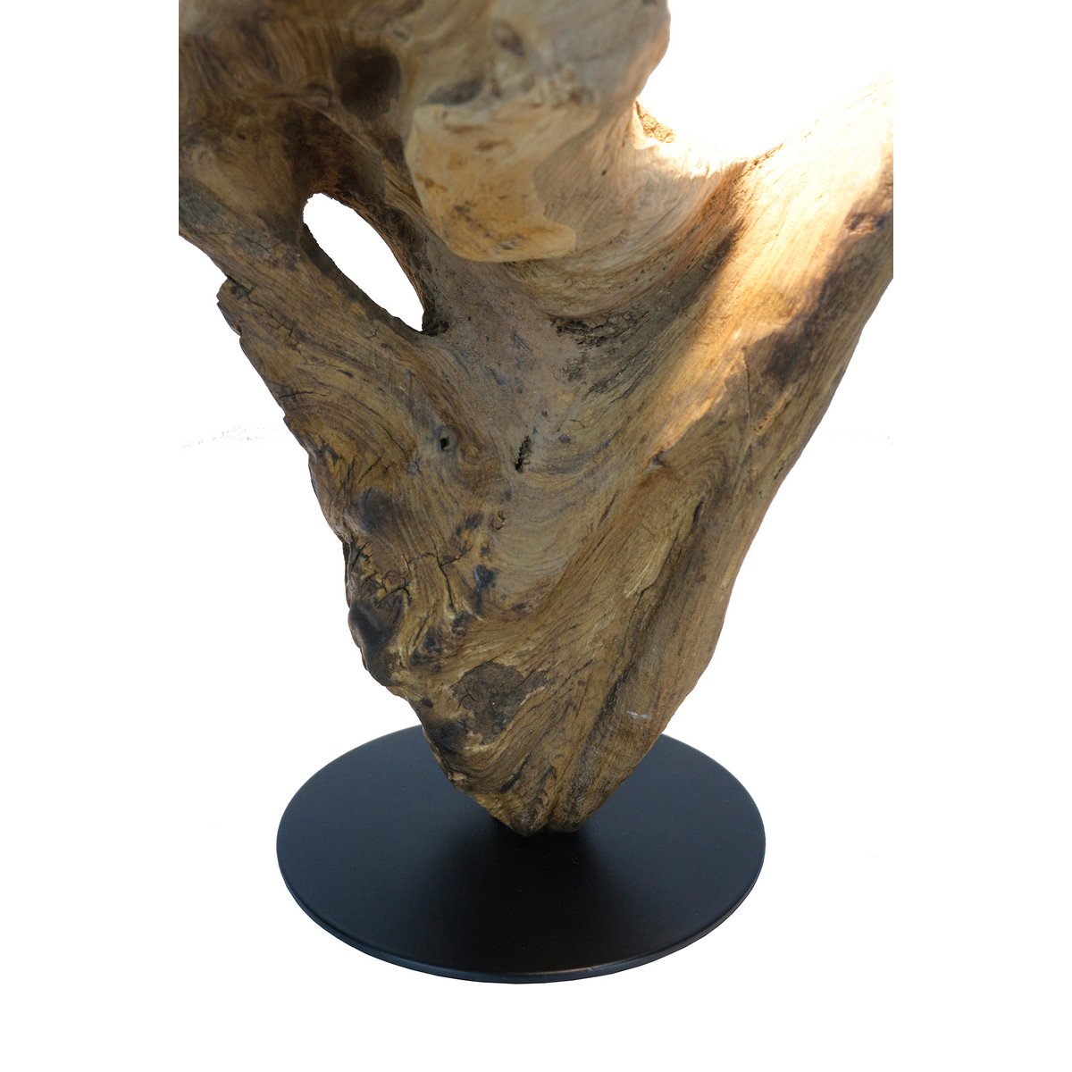 Tafellamp 29 cm hout metaal naturel zwart IP54