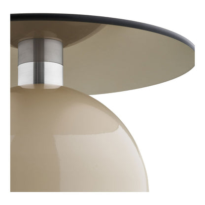 Ravello Bijzettafel, gehard glas/metaal, grijs/beige, ø40x52 cm