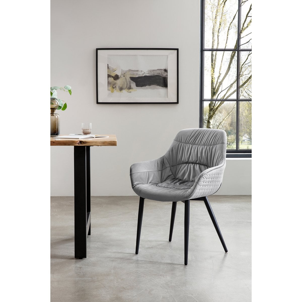 Fauteuil lichtgrijs fluweel 63x61x81,5 cm