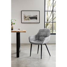 Armchair with honeycomb stitching in light grey velvet
