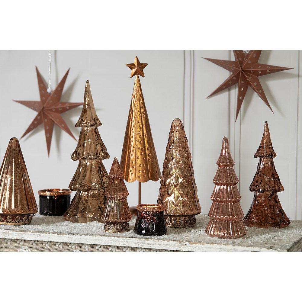 Kerstboom decoratie LED Ø 14x33 cm goudkleurig