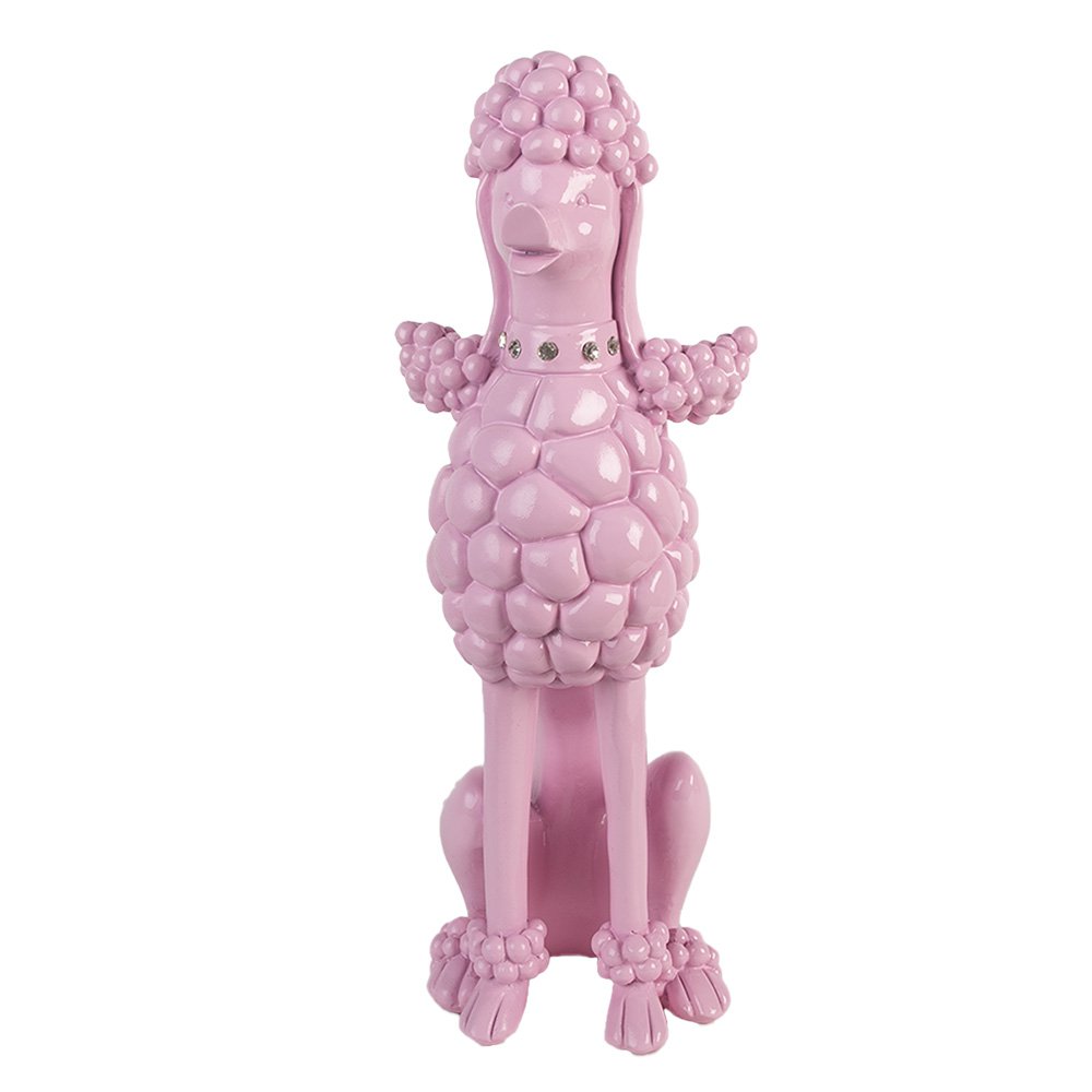 Decoratie Beeld Hond Poedel 13x17x33 cm Roze Kunststof